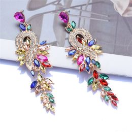 Goujons de luxe gland boucles d'oreilles Design de mode bijoux longs pendants exagéré grande déclaration cristal strass amour fête boucle d'oreille femmes