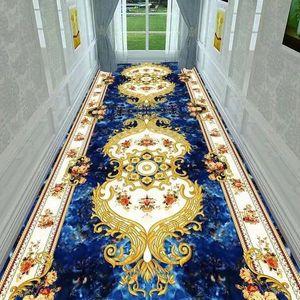 Style de luxe Long Corridor Carpets Decoration Home Entrance Porch Floor Mats personnalisable Taille El Lobby Tapis d'escalier 240419