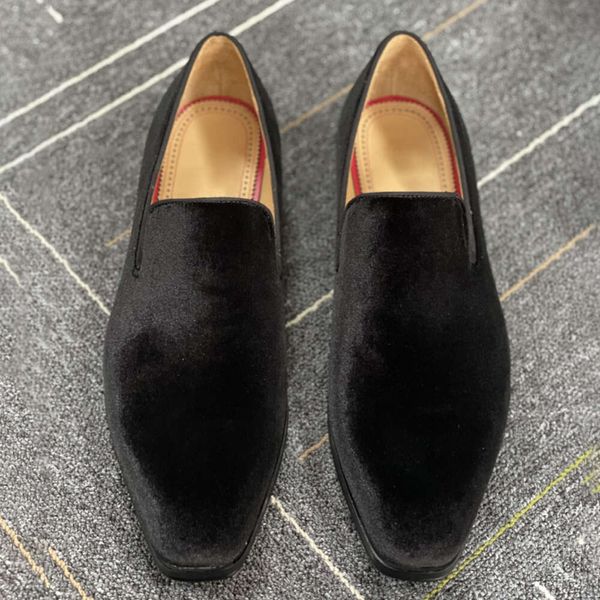 Luxe en cuir suédé noir hommes chaussures formelles bout pointu mocassins robe de créateur chaussure de travail d'affaires chaussures de fête de mariage grande taille 48 avec boîte NO496