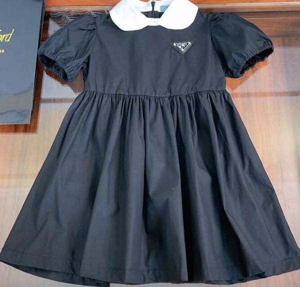 Designer d'été de luxe bébé fille plaid revers princesse robe de lettre pour la nouvelle chemise pour enfants col de poupée taille cintrée robe de mode