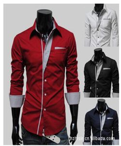Luxe zomermannen camisa sociale splice populaire Herren Hemden Slim Fit Rapel Mens Drain Shirts8642027