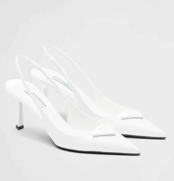 Luxe été romantique élégant Triangle en cuir brossé talon sandales chaussures pour femmes Slingback pompes chaussures de luxe femmes talons hauts fête robe de mariée chaussure
