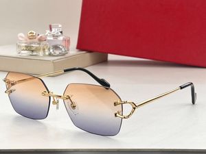 Luxe zonnebril klassieke zeshoekige dameszonnebril frameloos goud metalen frame eenvoudig comfortabel licht praktisch heren