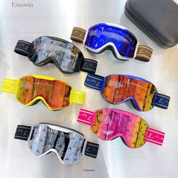Luxe zonnebrillen Designer Ski Goggles Skis Zonnebrillen Professionele topkwaliteit Pink Glazen Blauwe dubbele laag Fog-Proof Winter Outdoor Snow Skiën 142
