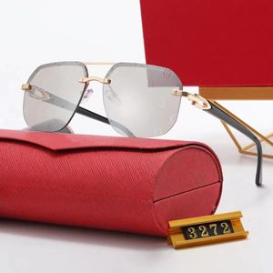 Luxe zonnebrillen Designer Zonnebril voor vrouwen Ovale brillen Frameless Gold Buffalo Horn Travel Foto bril Retro Heren Zonnebril Designer Carti Zonneglazen