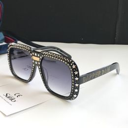 Luxe-zonnebril voor vrouwen met stenen ontwerp populaire mode zomer stijl vierkante topkwaliteit UV-beschermingslens komt met case