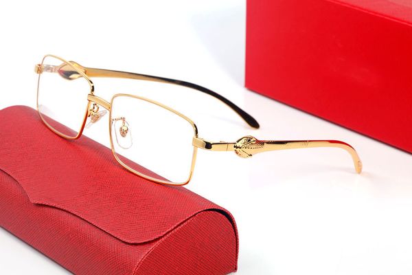 Lunettes de soleil de luxe sans cadre grosse tête léopard imprimé métal hommes et femmes lunettes de mode de prescription de concepteur décontracté avec boîte d'origine alliage rond KXQW