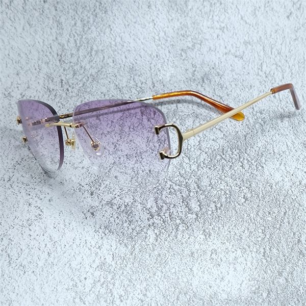 Lunettes de soleil de luxe Accessoires pour hommes Lunettes de soleil françaises sans monture ovales Vintage designer autorisé Vente en gros top Lunettes de soleil