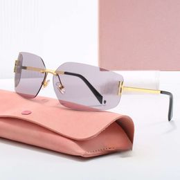 Gafas de sol de lujo Runway para hombre, gafas de sol de diseñador para mujer, gafas de moda para mujer, gafas de sol sin montura UV400
