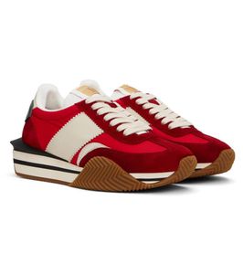 Luxe Super Hommes James Sneaker Chaussures Side Stripe Entraîneur Daim Nylon Veau Skateboard Marche Chunky Semelle En Caoutchouc Confort Footwaer Tom Fords Chaussure EU38-46 boîte