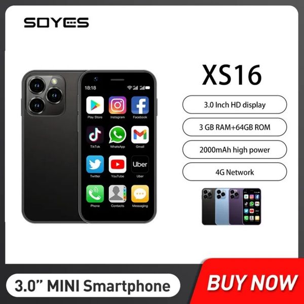 Teléfono inteligente Super Mini 4G LTE de lujo Soyes XS16 Pantalla pequeña de 3,0 pulgadas Ultra delgado MTK6739 3GB 64GB El teléfono móvil Android 10.0 Dual Sim más pequeño