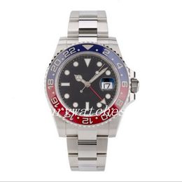 Luxe Super V5 Mens Watch 40mm vijfsterren 2022 Blue Red Bezel Automatische beweging Mechanische roestvrijstalen Saals Sapphire Glass polshorloge