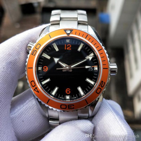 Super montre de luxe VS Factory Mens automatique mécanique Cal. 8500 Montres Hommes Lunette Orange Ocean Sapphire Dive 600m Eta Montres-bracelets