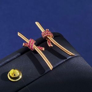 luxe T merk diamanten oorbellen voor vrouwen 18k roségoud klassiek design sieraden vrouw oorbel knoop oorbellen mooie oorbellen oorringen verjaardagscadeau