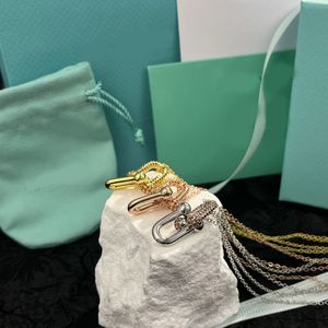 Collier pendentif fer à cheval de luxe série T, collection de créateurs pour femmes, incrusté de diamants, style bambou, boîte-cadeau de breloques papillon coccinelle