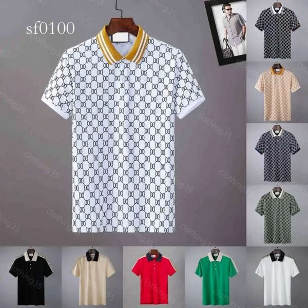 Camisetas de lujo para hombre Polo Shi Diseñador Polos Shis para hombre Moda Enfoque Bordado Serpiente Gaer Pequeñas abejas Patrón de impresión Ropa Ropa Camiseta Blanco y negro para hombre T