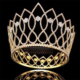 Couronne de luxe haute couronne complète tiara rond