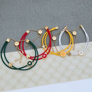 Luxe TB -merk Letters Designer armbanden 18K Gold vergulde geometrie Rood wit geel groene dubbele laag verstelbare touw armband armband sieraden voor vrouwen