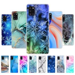 Voor Samsung Galaxy A31 Case Silicon Soft TPU Telefoon Cover SM-A315F Capa 6.4 "Marmer Sneeuwvlok Winter Kerst