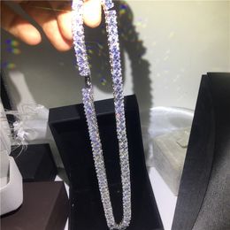 Collier de tennis de luxe or blanc rempli pleine princesse coupe 7mm colliers de mariage de fête de diamant pour femmes hommes bijoux Hiphop