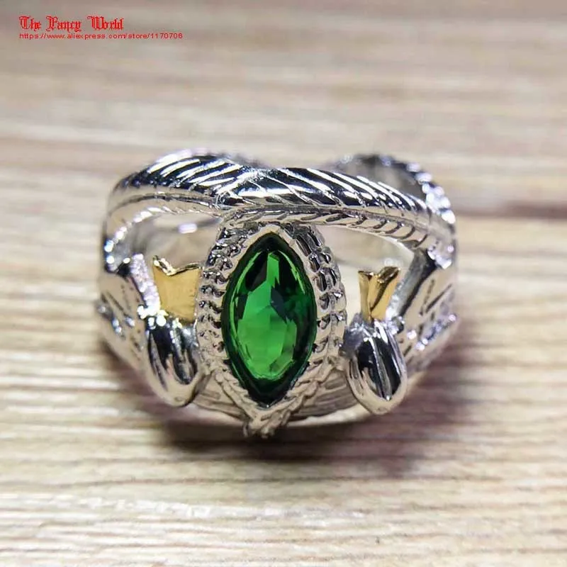 Hermoso regalo envío gratis película gótica joyería de moda europea  americana anillo de color plata anillo de rey de calidad de piedra verde de  argorn  Historial de precios y revisión 