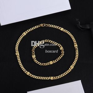 Luxe dikke kettingen armbanden sets Trendy gouden matal kettingen armbanden brief vergulde kettingen sets met geschenkdoos