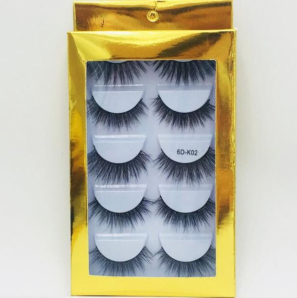 Faux cils épais de luxe en vison ensemble 5 paires naturelles longues avec emballage en or faux cils faits à la main accessoires de maquillage pour les yeux DHL gratuit
