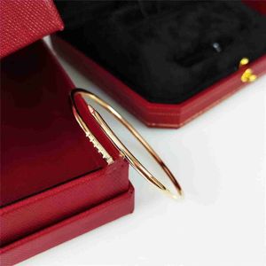 Bracelet à ongles mince de luxe Bracelet de créateur pour femme en or rose haut V-or léger haut de gamme diamant 18 carats avec boîte RPAY