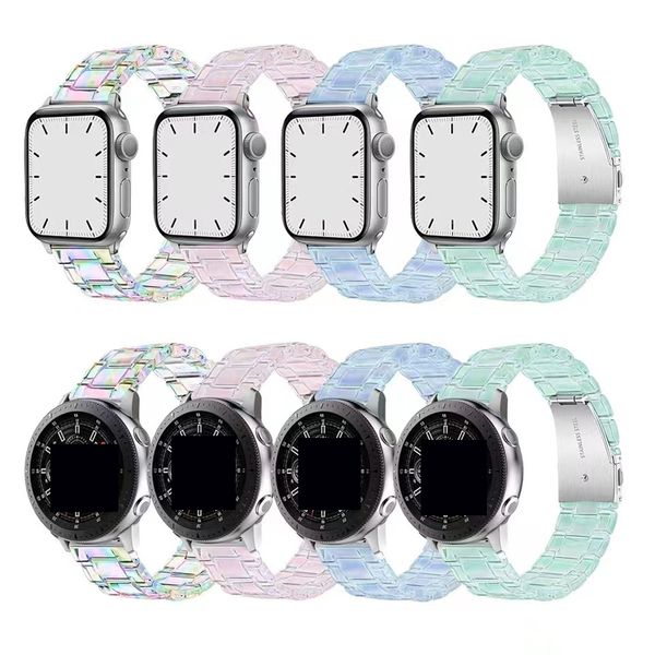 Bracelet transparent de luxe à trois perles pour bracelet Apple Watch 42mm 41mm 44mm 45mm 40mm 38mm Bracelet Iwatch Serise 7 Se 6 5 4 3 Accessoires de bracelet