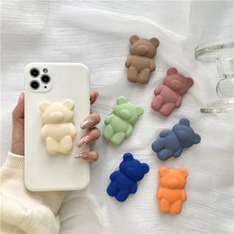 Luxe driedimensionale schattige beer uitbreidbare mobiele telefoon Bracket Grip Tok Finger Ring Support Anti-Fall Grab Talk Socket