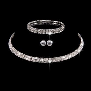 Ensembles de trois pièces de luxe, bijoux de mariée, collier ras du cou, boucles d'oreilles, bracelet, accessoires de bijoux de mariage, style de mode, fiançailles, Part238z