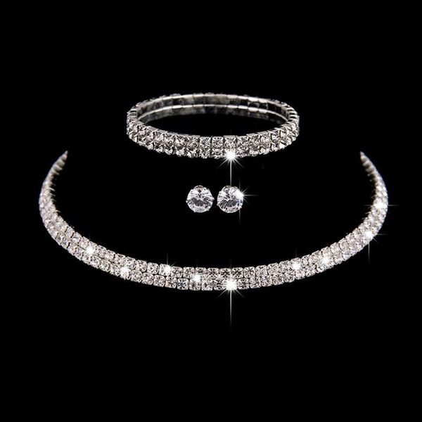 Ensembles de trois pièces de luxe, bijoux de mariée, collier ras du cou, boucles d'oreilles, bracelet, accessoires de bijoux de mariage, style de mode, fiançailles, Part295p