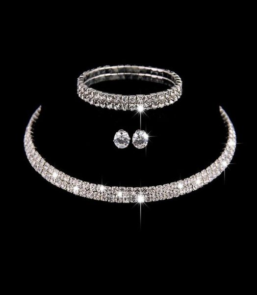 Ensembles de trois pièces de luxe bijoux de mariée collier ras du cou boucles d'oreilles Bracelet bijoux de mariage accessoires mode Style fiançailles Part9620950