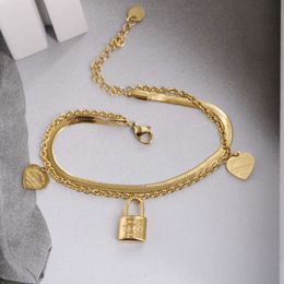 Luxury Tiff Fashion Brand Jewelry Titanium Steel Age Reducir versátil Versatil Versión coreana 18K Gold T Familia Amor impreso Novela Pulsera de doble capa Calidad femenina