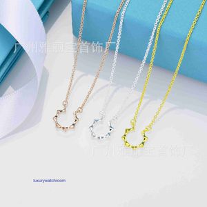 Luxe Tiffenny Designer Brand Hanger Kettingen Nieuwe T Familie Six Point Star Diamond Horn Necklace met 18K Pure Gold Pating op wit koper voor vrouwen Simple and Fash