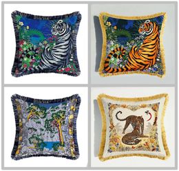 Housse de coussin de luxe tigre léopard double face animaux imprimés housse de coussin en velours style européen canapé décoratif taies d'oreiller 6277743