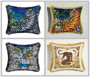 couverture de coussin de léopard de luxe Tiger Animaux doubler Print Velvet Couvercle d'oreiller de styl européen SOFA DÉCORATE