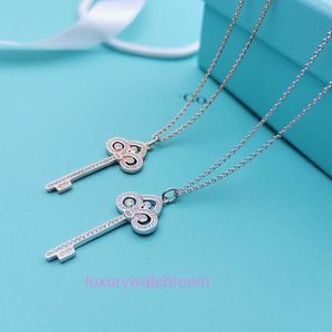 Luxe tiifeniy ontwerper hanger kettingen dezelfde hoge editie mandarijn staartsleutel ketting 925 sterling zilver dik platina vergulde vol diamant nek ornament