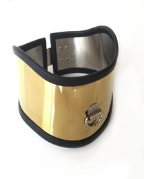 Luxury Titanium Gold Cabecillo anillo de cuello de metal de acero inoxidable Postura de postura Bondage BDSM Juegos sexuales Juegos para el macho Fe5227404