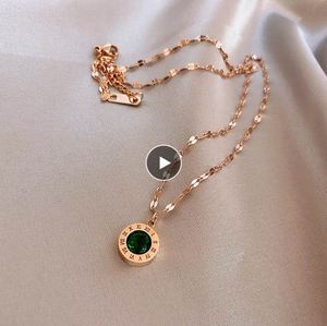 Luxe titanium stalen groene ketting mode vrouw roestvrijstalen sleutelbeen ketting ketting