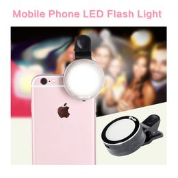 Anneau en métal de luxe Tolifo LED Selfie Flash Lights clip de serrage 6 LED Luminosité réglable Remplir la lampe de poche pour iPhone Samsung Sony HTC Camera