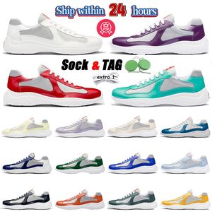 Luxury Top Americas Cup Designer 1: 1 baskets Patent Leather Rubber Sole Jogging Outdoor Sport Brand America Running Shoes Men Femmes Low Top Sneakers Original Casual