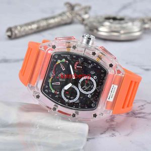 Luxe Top Blauw Militair Horloge voor Mannen Transparante Case Chronograaf Siliconen Sporthorloges Mannelijke Steampunk Klok Reloj Hombre