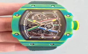 Luxury topmerk 6702 van Niekerk Green NTPT Carbon Fiber Sports Automatische mannen Horloges OpenWortered Dial Ribbon Canvas Strap Mens W2069738