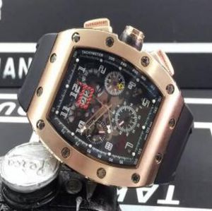 Luxe topmerk Rose Gold roestvrijstalen Tonneau Fashion Date Heren Mechanische skeletwork Rubberen band Datum Men Automatische beweging W8882072