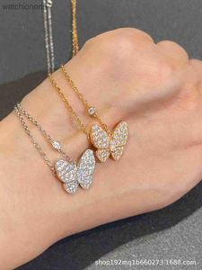 Luxe topklasse Vancelfe merk Designer ketting vol diamant vlinder ketting met 18k roségouden platte voor vrouwen van hoge hoogwaardige juwelencadeau