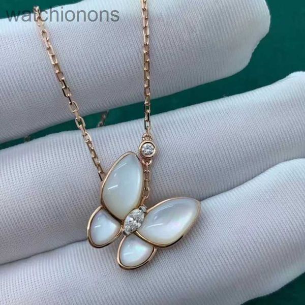 Collier de créateur de marque Vancelfe Luxury Seiko White Fritillaria Butterfly Collier pour femmes 18k Rose Gold Bone Beweliry Gift