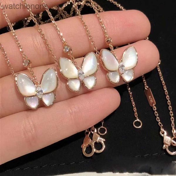 Collier de créateur de marque VanCelfe Luxury Collier SEIKO Edition White Butterfly Collier pour femmes 18k Rose Gold Lock Os Bone de haute qualité Gift