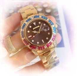 Luxe topmodel groot klassiek mode quartz horloge heren maat 42 mm saffierglas waterdicht kleurrijke diamanten ring president heren leger militaire jongen polshorloge geschenken