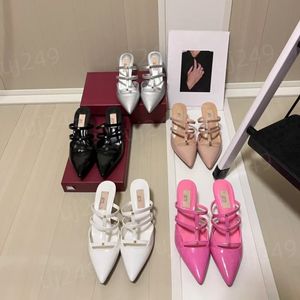 Luxury Top Quality Rivet Mules Slippers Slingback Stiletto HEURS HEELS SANTAL POINDED POINDE